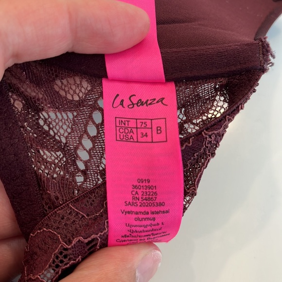 La SENZA Burgundy Front-clasp Push-up Bra 34B - Picture 3 of 3